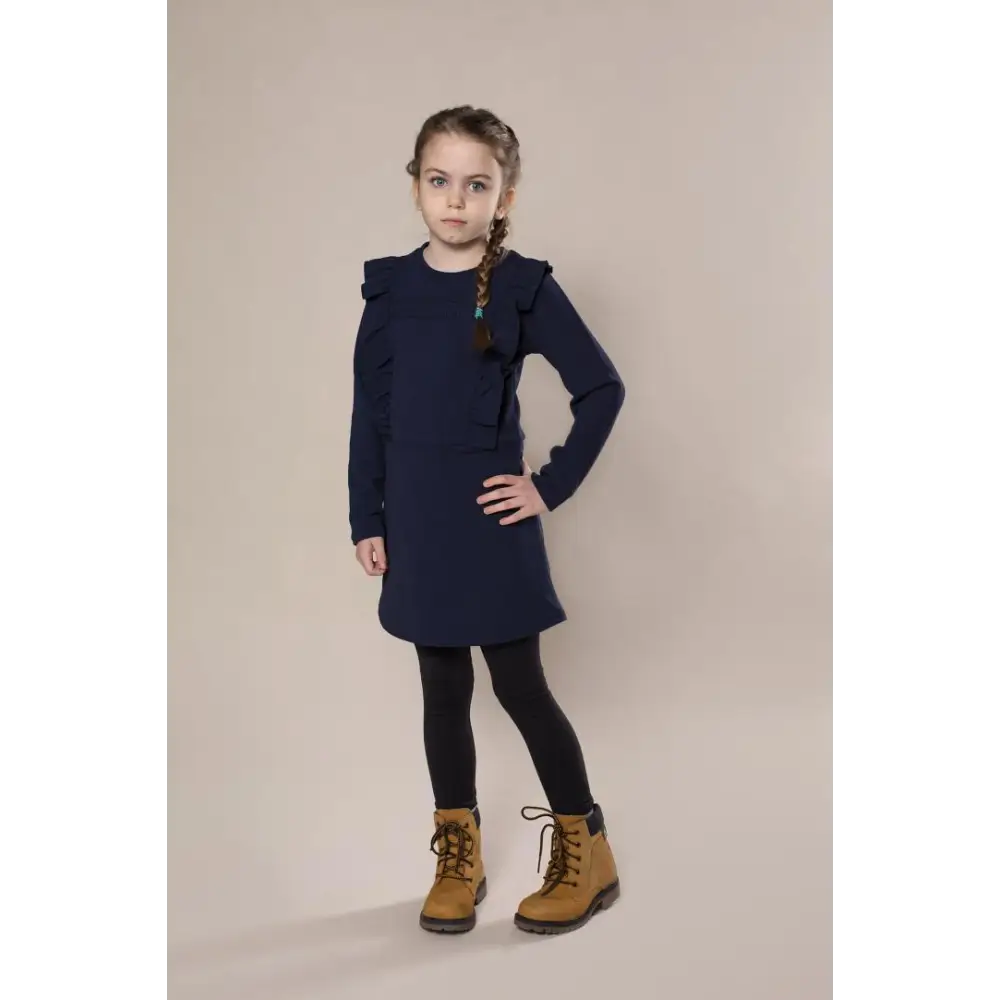 Jurk -- Rufles - 146 / Blauw - kinderkleding
