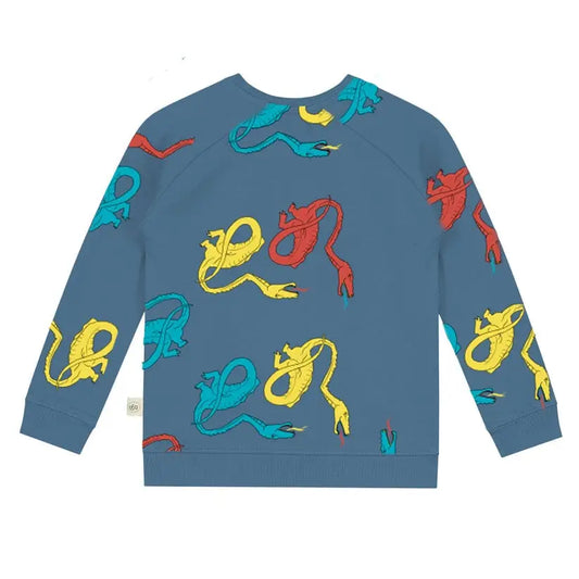 Sweater -- Dragons in Camping - 146/152 / Blauw - kinderkleding
