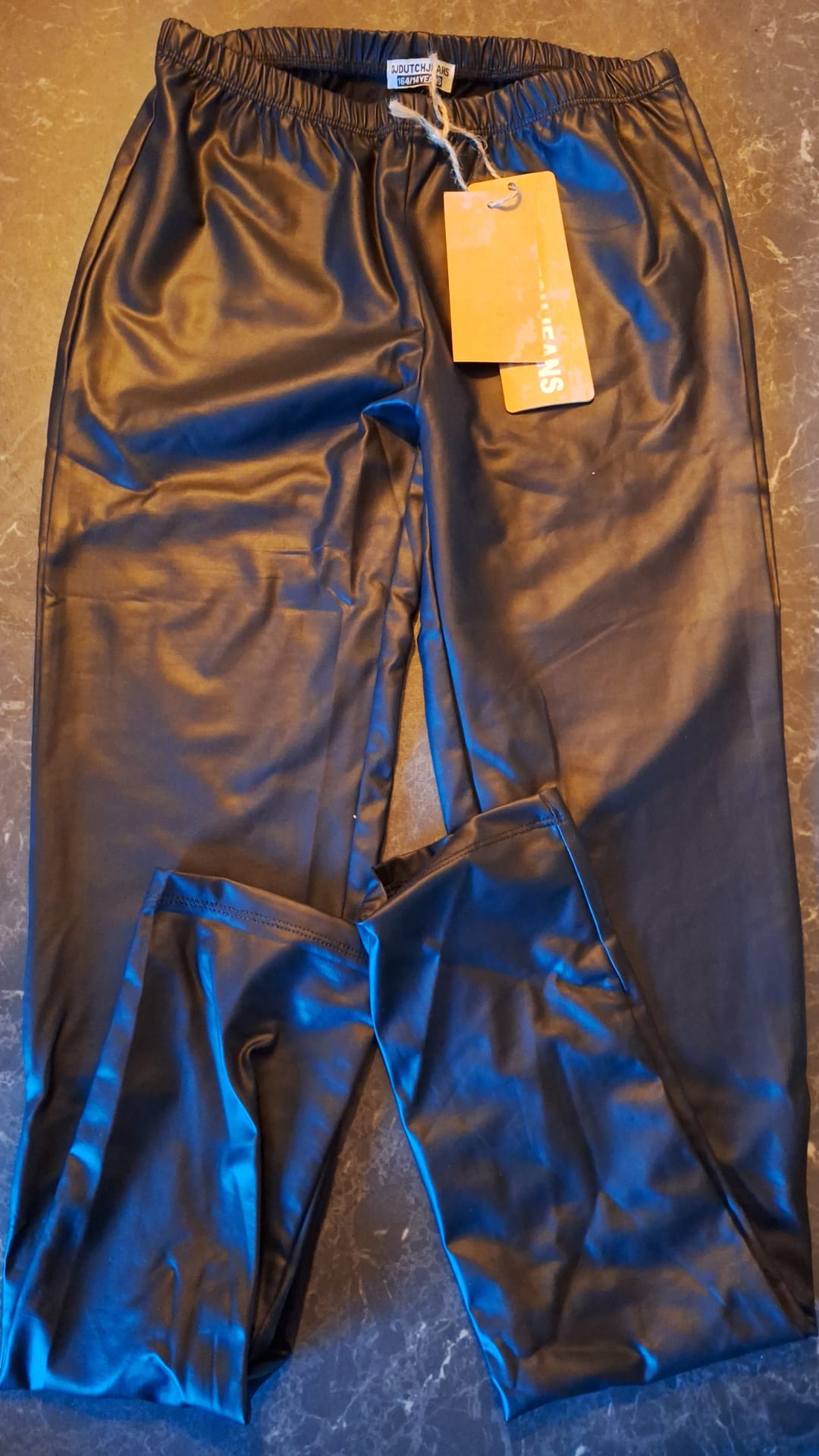 Legging -- Leatherlook - 164 / Zwart - kinderkleding