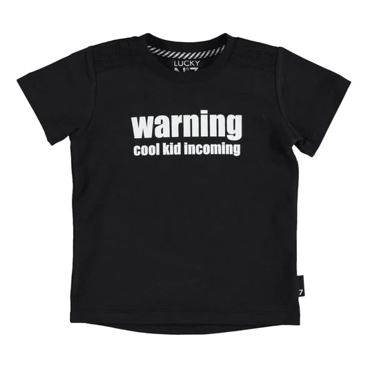 Shortsleeve -- Warning - 122/128 / Zwart - kinderkleding