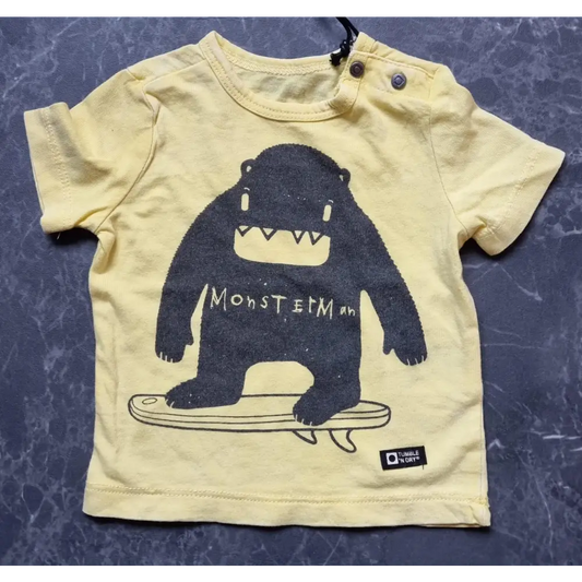 Shortsleeves Big Monster 50 / Geel kinderkleding